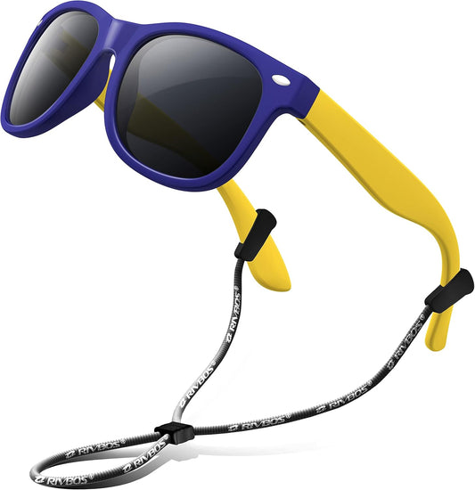 Kids Sunglasses Polarized UV Protection Flexible Rubber Glasses Shades with Strap for Boys Girls RBK004