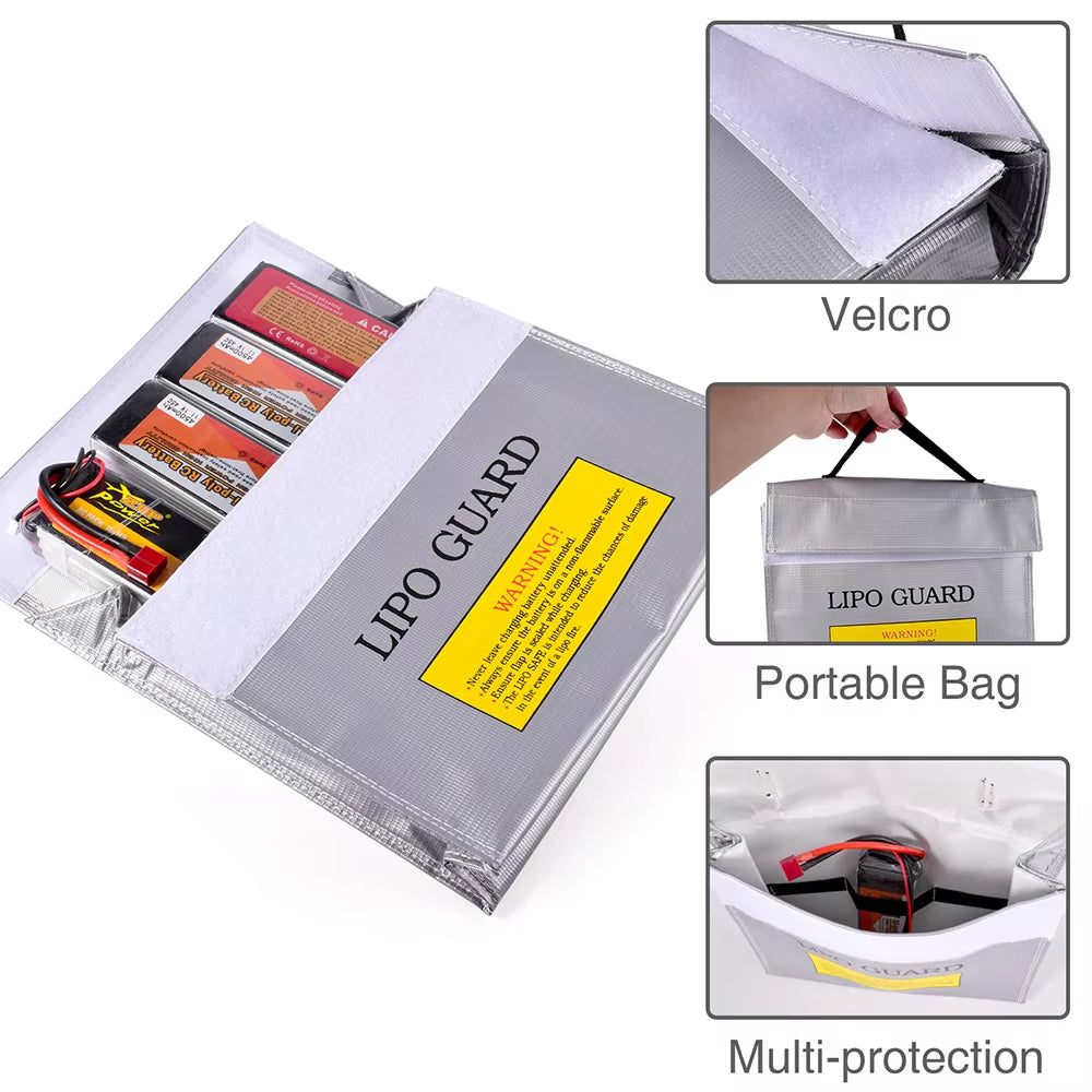 Lipo Guard Safety Bag Fireproof Explosion-Proof Portable Lipo Safety Bag 215*115*155Mm for RC FPV Racing Drone Car Battery Safe