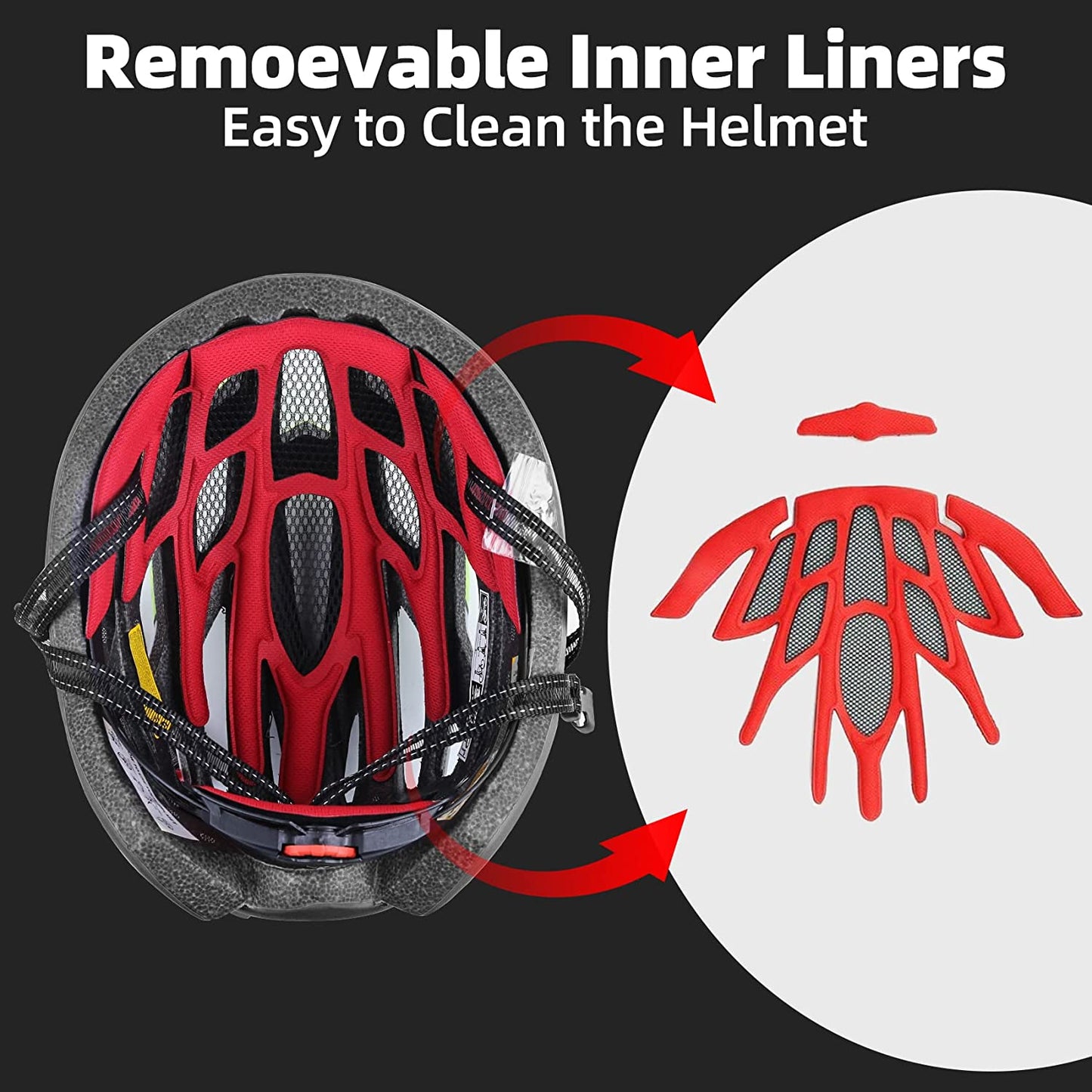 Bike Helmet, CPSC/CPC Certificated Bicycle Helmet with Detachable Magnetic Goggles&Led Back Light&Portable Backpack Cycling Helmet Adjustable Mountain Bike Helmet for Adult Men Women SM-T69