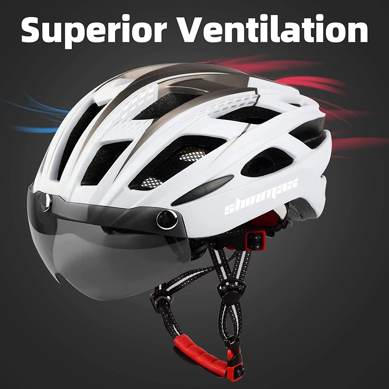 Bike Helmet, CPSC/CPC Certificated Bicycle Helmet with Detachable Magnetic Goggles&Led Back Light&Portable Backpack Cycling Helmet Adjustable Mountain Bike Helmet for Adult Men Women SM-T69