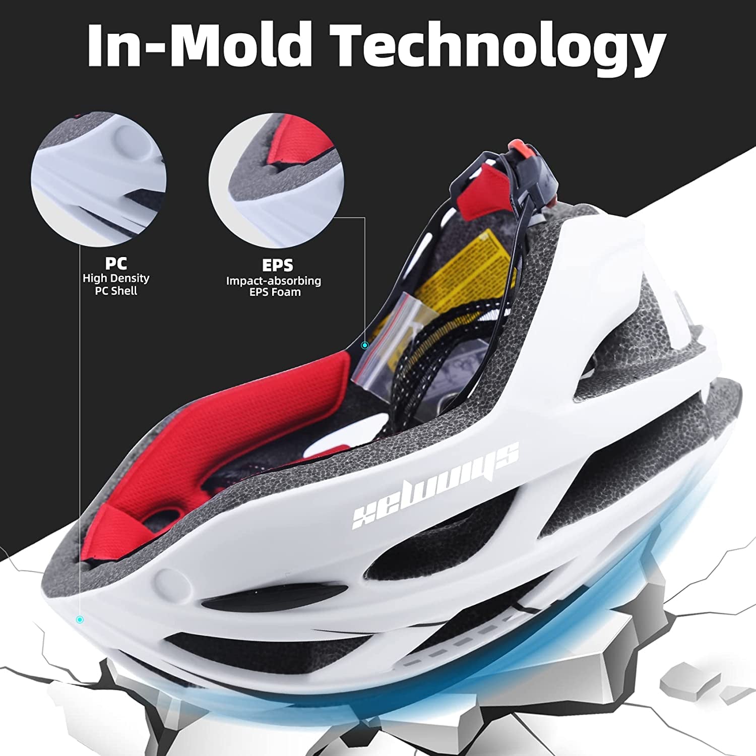 Bike Helmet, CPSC/CPC Certificated Bicycle Helmet with Detachable Magnetic Goggles&Led Back Light&Portable Backpack Cycling Helmet Adjustable Mountain Bike Helmet for Adult Men Women SM-T69