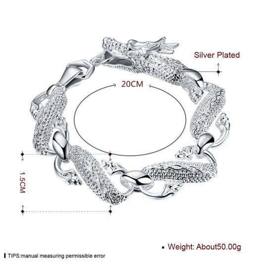 DOTEFFIL 925 Sterling Silver Dragon Bracelet Bangle Ring Set For Woman Man Wedding Engagement Party Fashion Charm Jewelry
