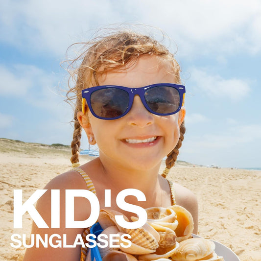 Kids Sunglasses Polarized UV Protection Flexible Rubber Glasses Shades with Strap for Boys Girls RBK004